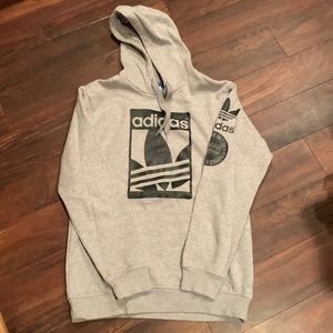 Adidas Originals Gray Logo Hoodie Sweatshirt Small